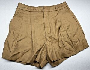 Maeve Anthropologie Linen Shorts Womens 2 High Rise Pleated Brown Safari